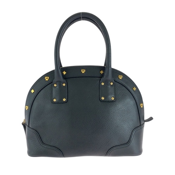 MCM Black Leather Satchel with Gold Accents with COA - Picture 1 of 11
